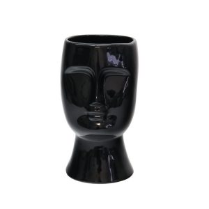 Angelo Ceramic Face Vase Sml Black