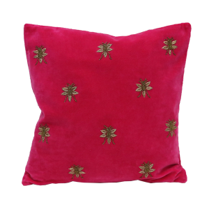 Embroidered Bee Cushion Pink
